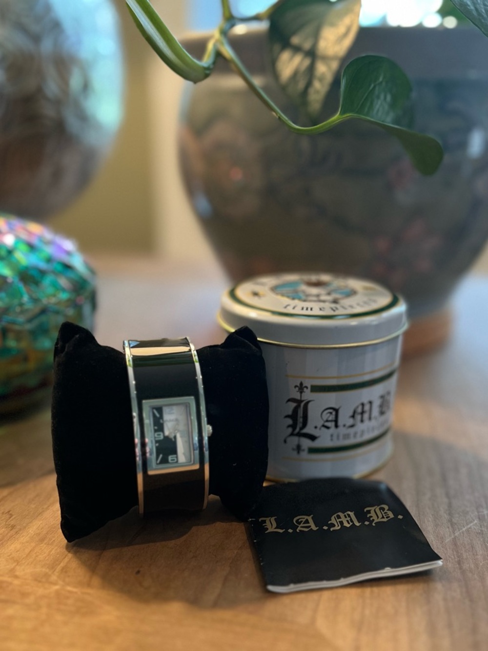 L.A.M.B. Black and Silver Bangle Watch - Picture 9 of 10